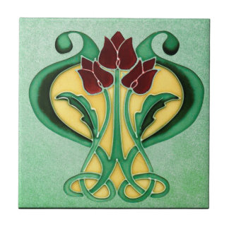 Azulejo De Cerâmica Nova Bela Arte Nouveau, Verde Floral