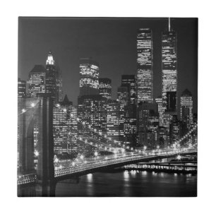 Azulejo De Cerâmica Nova Iorque preta & branca