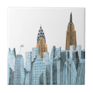 Azulejo De Cerâmica Nova Iorque tirada mão, NY