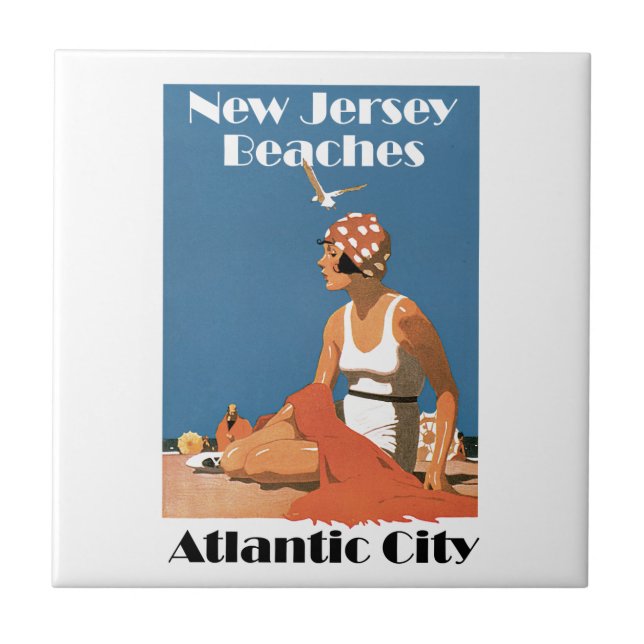 Azulejo De Cerâmica Nova Jersey Beaches ~ Atlantic City (Frente)