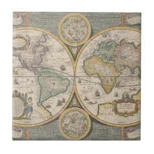 Azulejo De Cerâmica Nova Totius Terrarum Orbis Geographica