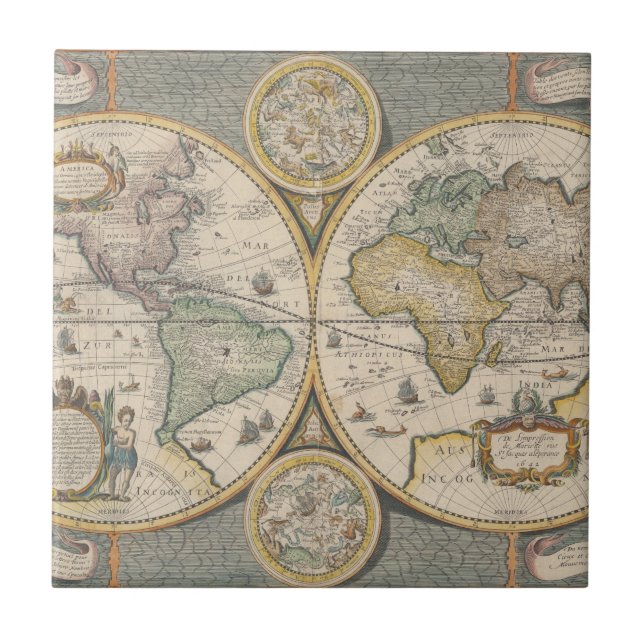 Azulejo De Cerâmica Nova Totius Terrarum Orbis Geographica (Frente)