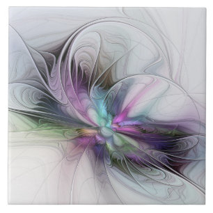 Azulejo De Cerâmica Nova Vida, Arte Fantasia Abstrata Fractal Colorida
