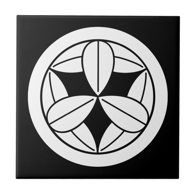 Azulejo De Cerâmica Nove folhas de bambu em círculo (Frente)