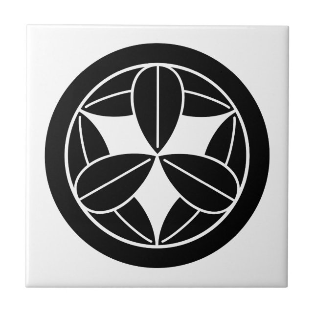 Azulejo De Cerâmica Nove folhas de bambu no círculo (Frente)