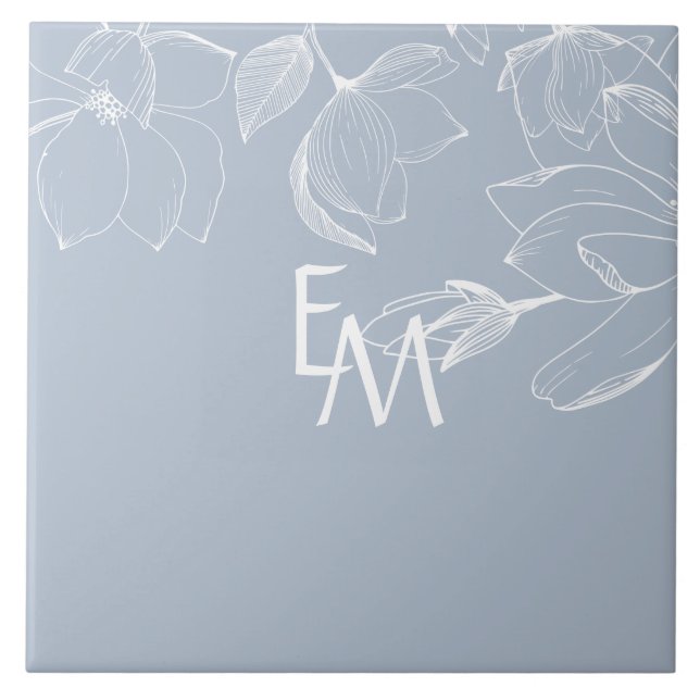 Azulejo De Cerâmica NOVEMBRO OFERECE DÚVIDAS Azul Magnolia MONOGRAM (Frente)