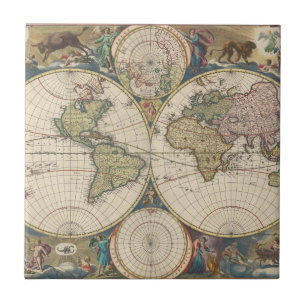 Azulejo De Cerâmica Novissima Totius Terrarum Orbis Tabula