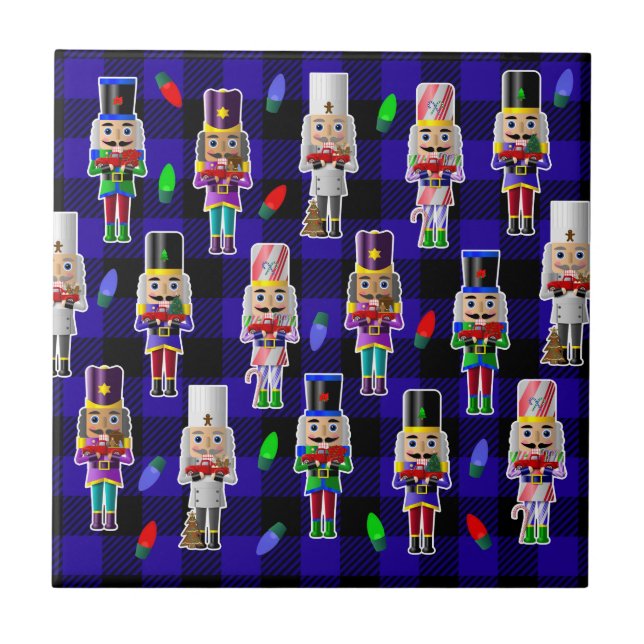 Azulejo De Cerâmica Nozes de Natal com Pequenos Caminhões Vermelhos (Frente)