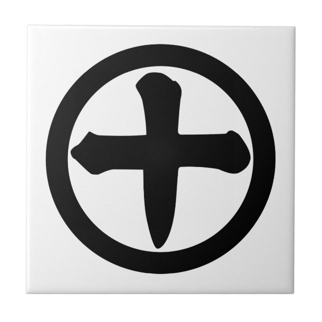 Azulejo De Cerâmica Numeral Kanji dez em círculo (Frente)