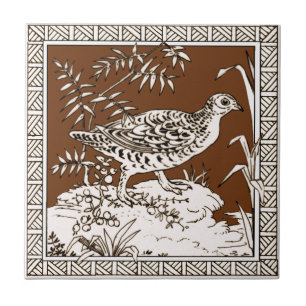 Azulejo De Cerâmica Número 8 da série Minton Mocha Bird de 12 Repro 