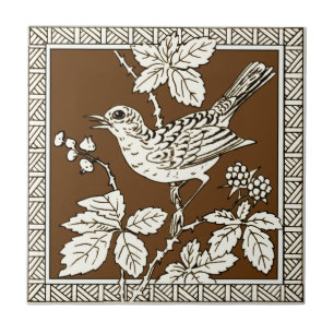 Azulejo De Cerâmica Número 9 da série Minton Mocha Bird de 12 Repro 18