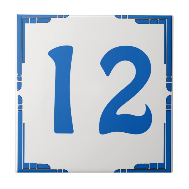 Azulejo De Cerâmica Número Azul para números de casa (Frente)