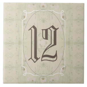 Azulejo De Cerâmica Número da Câmara Floral Antiquada de Madeira