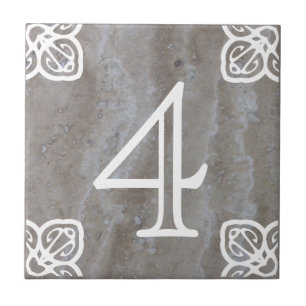 Azulejo De Cerâmica Número da casa - branco espanhol na pedra calcária