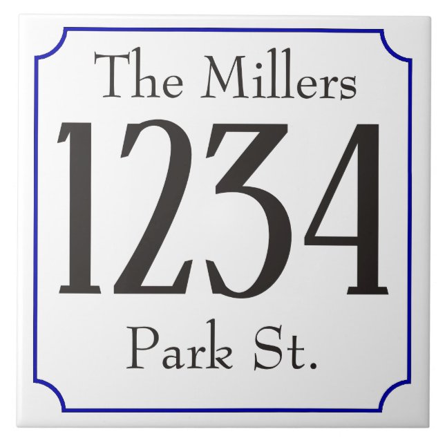 Azulejo De Cerâmica Número da casa com rua e nome (Frente)