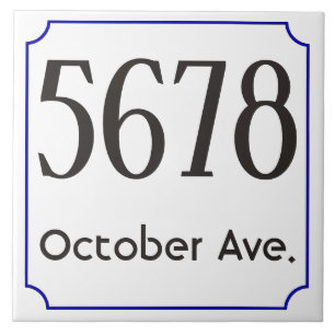 Azulejo De Cerâmica Número da casa com rua - quadro azul