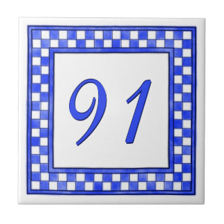Azulejo De Cerâmica Número da casa grande azul e branco