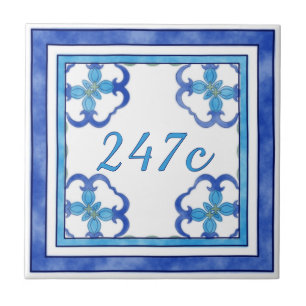 Azulejo De Cerâmica Número da casa pequeno azul