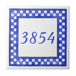 Azulejo De Cerâmica Número da casa pequeno azul e branco