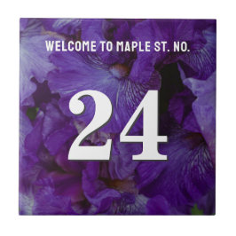 Azulejo De Cerâmica Número de Casa / Apartamento de íris violeta perso