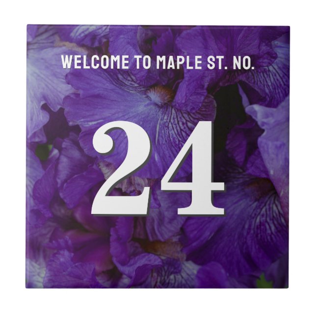 Azulejo De Cerâmica Número de Casa / Apartamento de íris violeta perso (Frente)