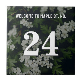 Azulejo De Cerâmica Número de Casa / Apartamento Floral Personalizado