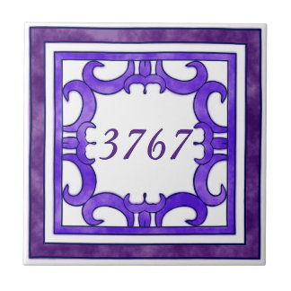 Azulejo De Cerâmica Número de Casa Pequena Roxo