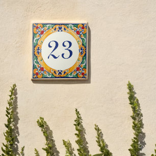 Azulejo De Cerâmica Número de Casa Rústico Mediterrâneo Personalizado