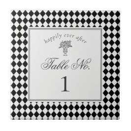 Azulejo De Cerâmica Número de Mesa de Casamento Xadrez Harlequim Preto