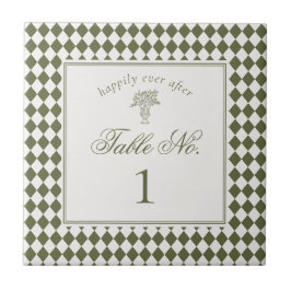 Azulejo De Cerâmica Número de Mesa de Casamento Xadrez Harlequim Verde