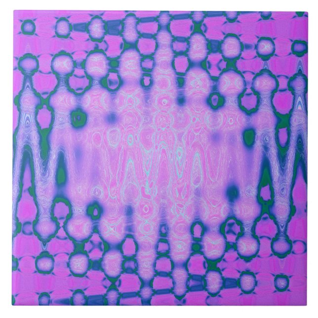 Azulejo De Cerâmica Nuvens Abstratas de Tinta Cor-de-Rosa Ondulada (Frente)
