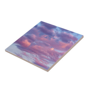 Azulejo De Cerâmica Nuvens rosadas e roxas