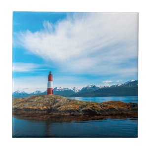 Azulejo De Cerâmica Nuvens sobre farol perto de Ushuaia, Argentina