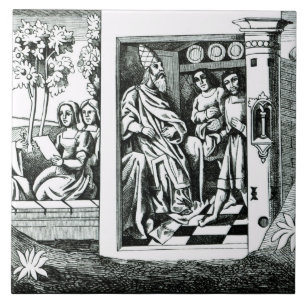 Azulejo De Cerâmica O ancião da montanha que dá ordens a seu f