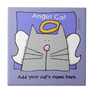 Azulejo De Cerâmica O anjo cinzento do gato personaliza