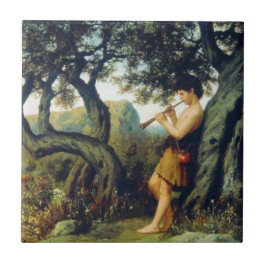 Azulejo De Cerâmica O Antigo Grego Shepherd Boy tocando música