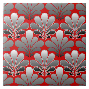 Azulejo De Cerâmica O art deco Shell modela, as cinzas de prata/cinza