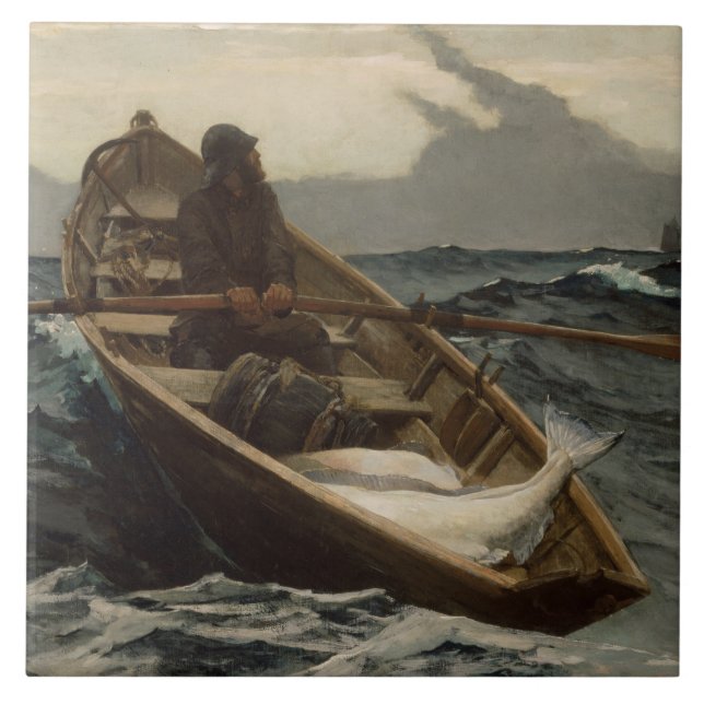 Azulejo De Cerâmica O aviso de voo (por Winslow Homer) (Frente)