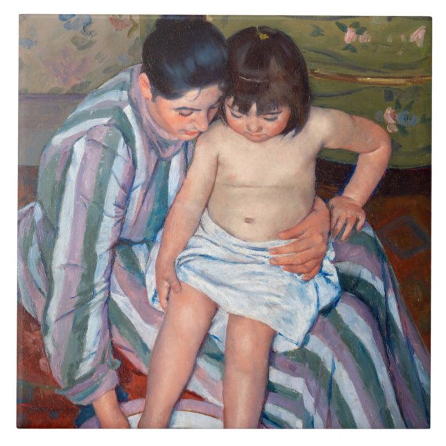 Azulejo De Cerâmica O Banho da Criança, Mary Cassatt (Frente)
