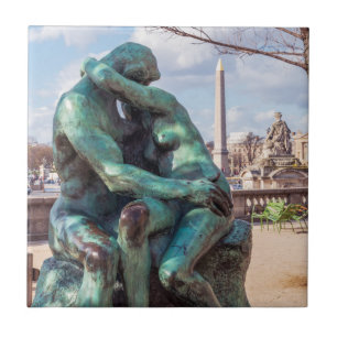 Azulejo De Cerâmica O Beijo de Auguste Rodin, nas Tuilarias, Paris