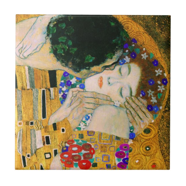 Azulejo De Cerâmica O Beijo de Gustav Klimt (Frente)