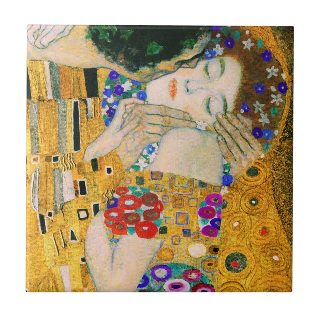 Azulejo De Cerâmica O Beijo de Gustav Klimt (Frente)