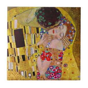Azulejo De Cerâmica O Beijo de Gustav Klimt, Vintage Art Nouveau
