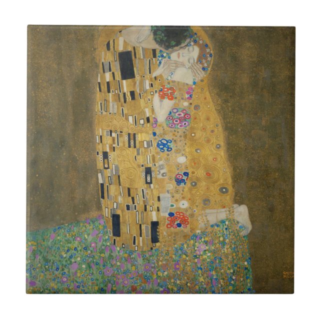 Azulejo De Cerâmica O Beijo - Gustav Klimt (Frente)