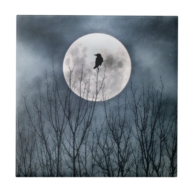 Azulejo De Cerâmica O brilho de uma lua cheia (Frente)