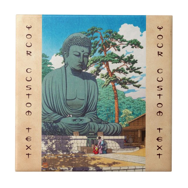 Azulejo De Cerâmica O Buda Excelente em Kamakura Hasui Kawase hanga (Frente)