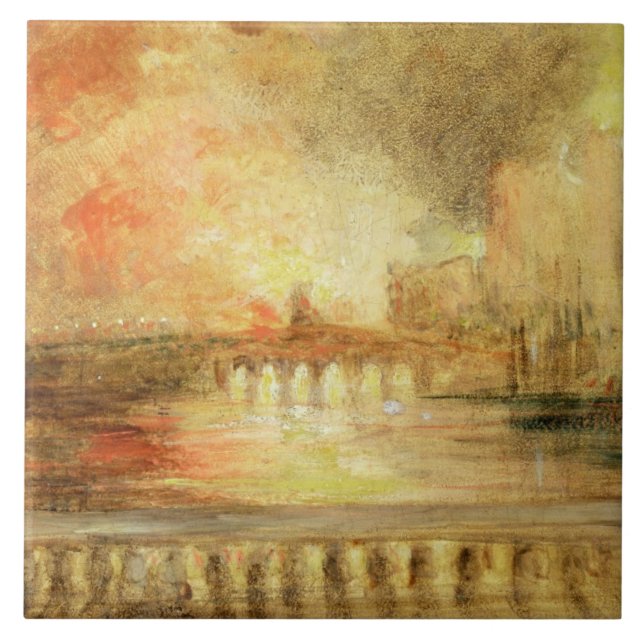 Azulejo De Cerâmica O Burning das casas do parlamento, previousl (Frente)