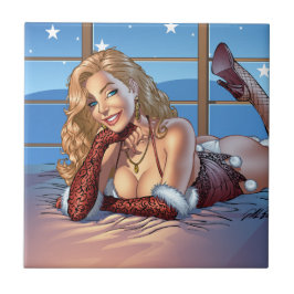 Azulejo De Cerâmica O cabelo louro, azul Eyed a ilustração da beleza -