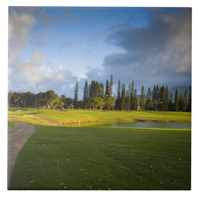 Azulejo De Cerâmica O campo de golfe Makai em Princeville (Frente)
