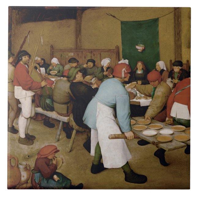 Azulejo De Cerâmica O Casamento Camponês de Pieter Bruegel, o Velho (Frente)